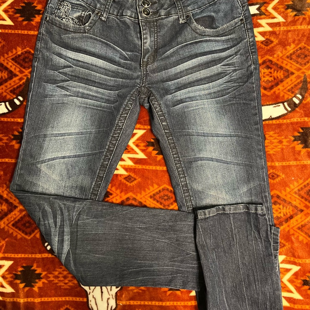 Vanity Dark Blue Straight Leg Jeans